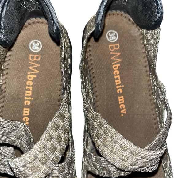 Bernie Mev BM Mary Jane Wedge Shoes Size 38 (US 7.5-8) Metallic Bronze Stretch - Picture 9 of 10